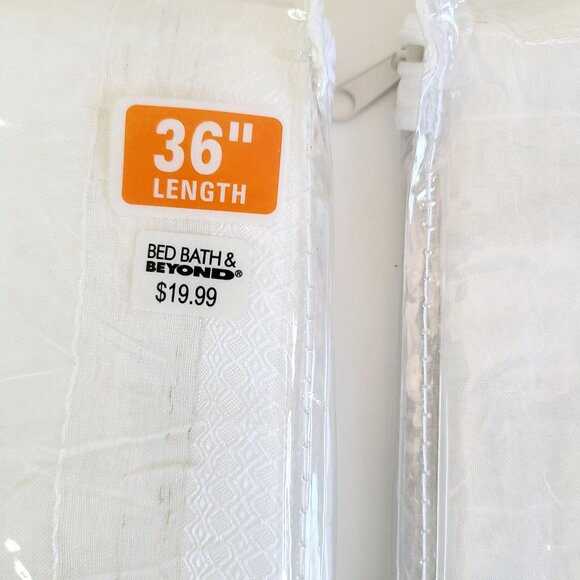 Linen Sheer Curtains Set: 72"x36" Panel Tiers 72"x14" Valance Polyester Ivory - Picture 6 of 6